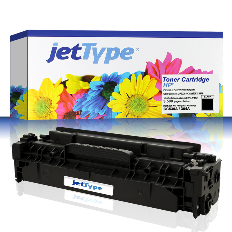 jetType Toner kompatibel zu HP CC530A 304A schwarz 3.500 Seiten 1 Stück