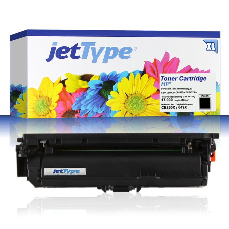 jetType Toner kompatibel zu HP CE260X 649X schwarz 17.000 Seiten Große Füllmenge 1 Stück