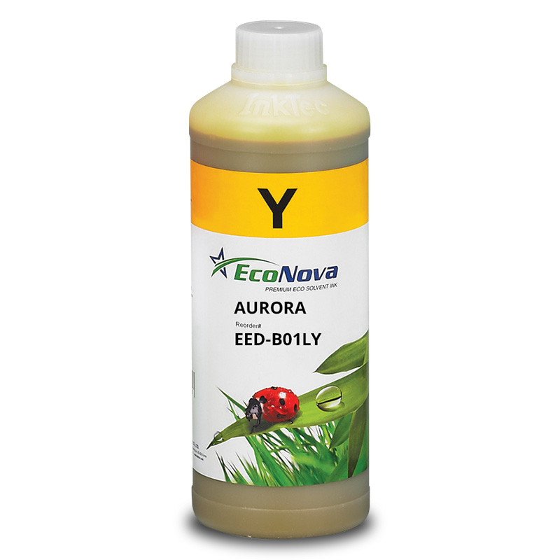 InkTec EcoNova AURORA - Gelb 1 Liter Flasche - Öko-Lösungsmitteltinte