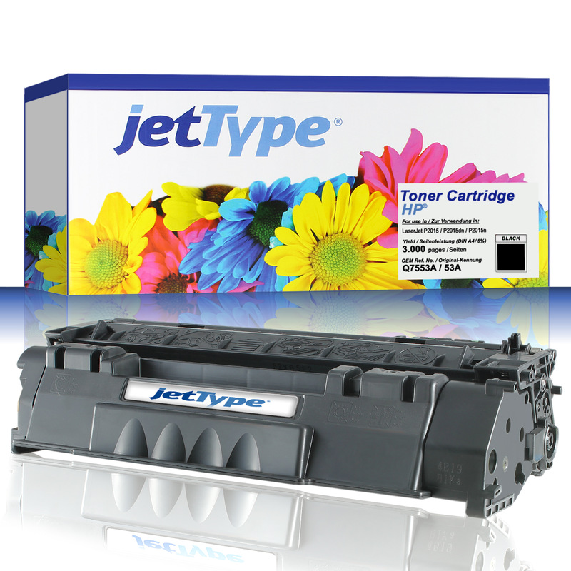 jetType Toner kompatibel zu HP Q7553A 53A schwarz 3.000 Seiten 1 Stück