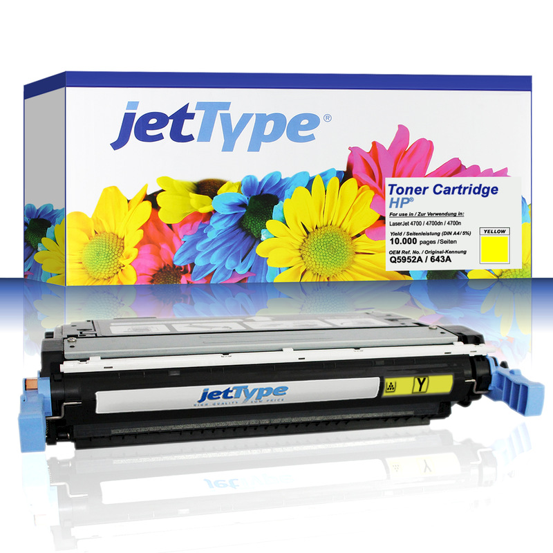 jetType Toner kompatibel zu HP Q5952A 643A gelb 10.000 Seiten 1 Stück