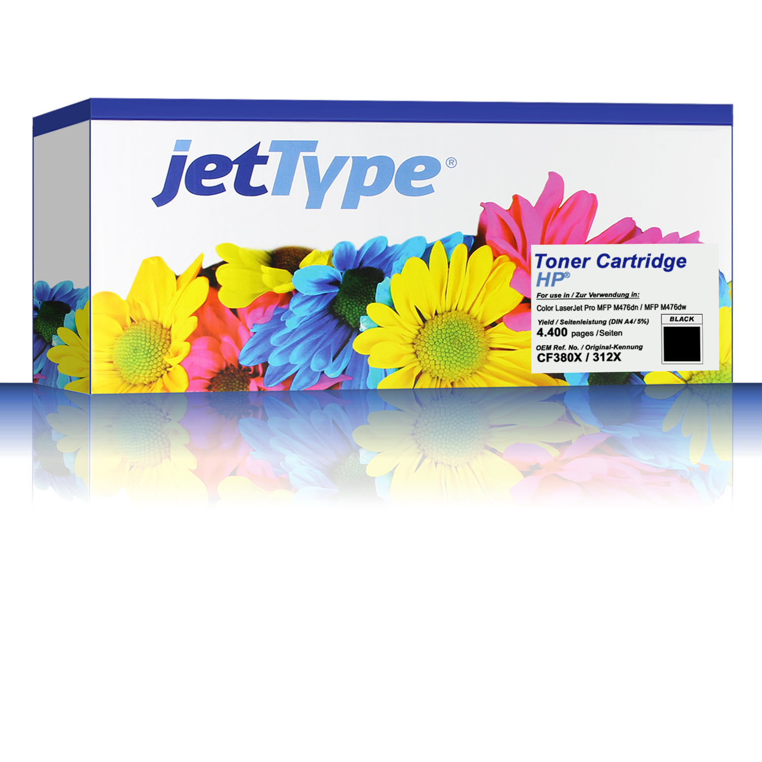 jetType Toner kompatibel zu HP CF380X 312X schwarz 4.400 Seiten Große Füllmenge 1 Stück