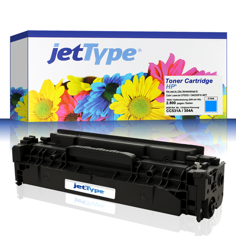 jetType Toner kompatibel zu HP CC531A 304A cyan 2.800 Seiten 1 Stück