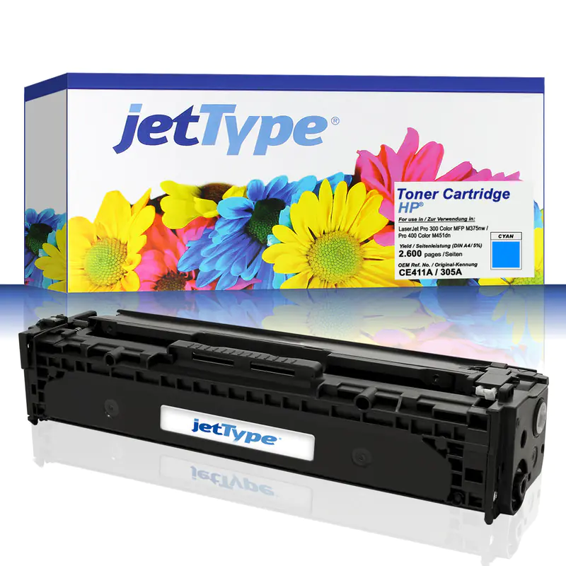 jetType Toner kompatibel zu HP CE411A 305A cyan 2.600 Seiten 1 Stück