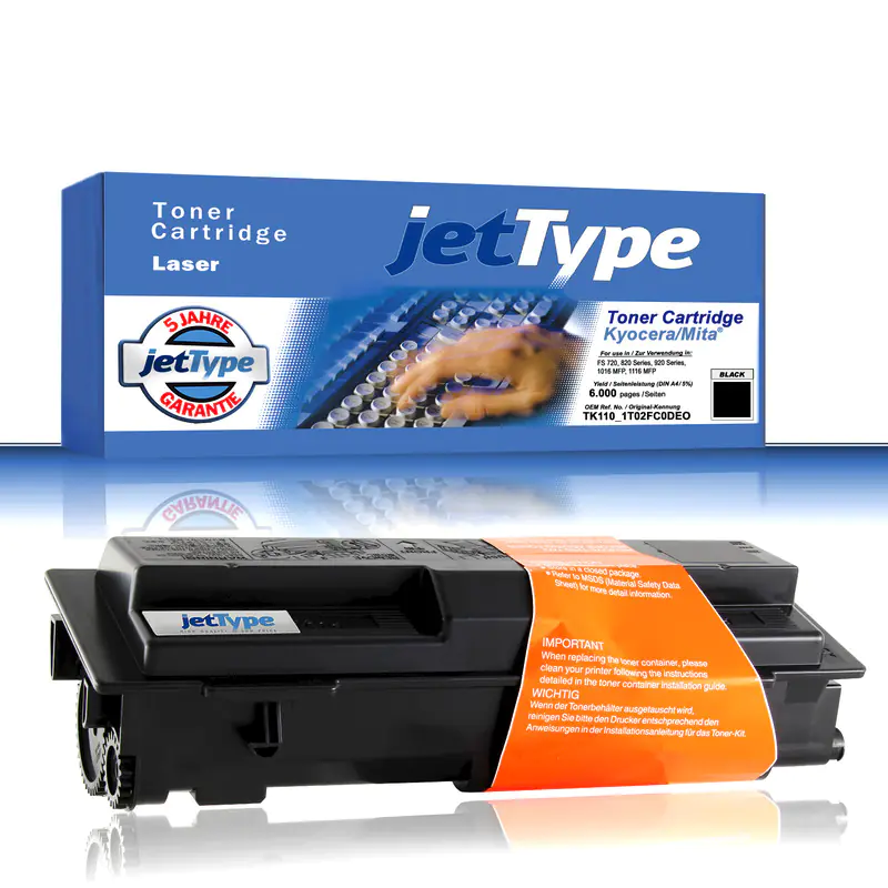 jetType Toner kompatibel zu Kyocera/Mita TK110 1T02FC0DEO schwarz 6.000 Seiten