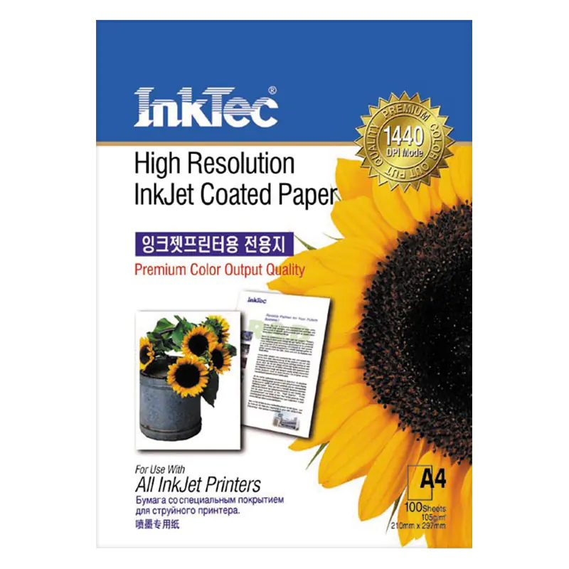 InkTec Inkjet beschichtetes Fotopapier DIN A4 105 g/m² 100 Blatt für Canon Epson HP Tintenstrahldrucker