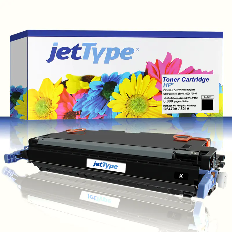 jetType Toner kompatibel zu HP Q6470A 501A schwarz 6.000 Seiten 1 Stück