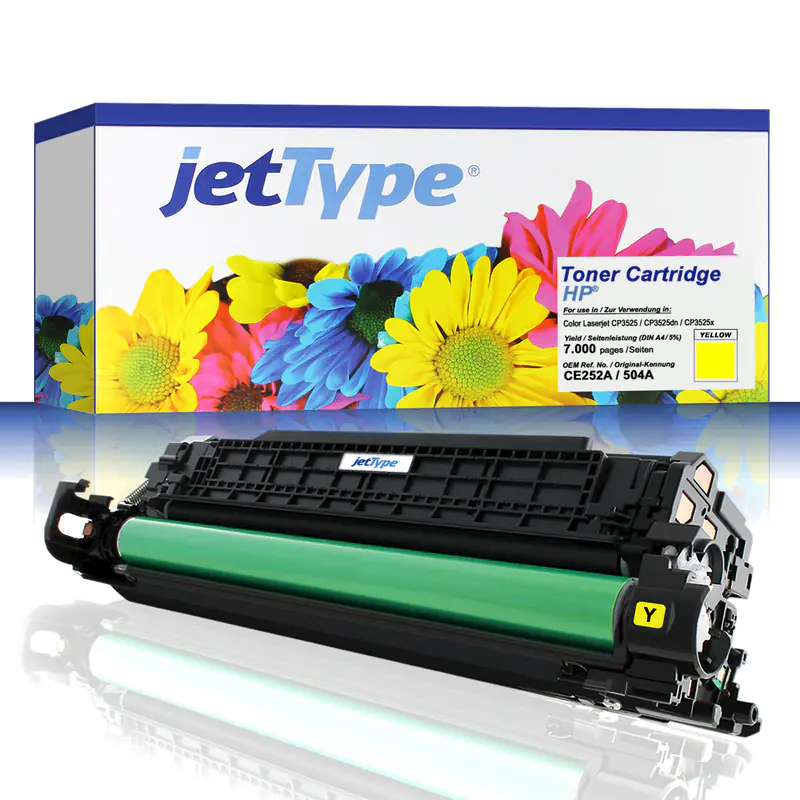 jetType Toner kompatibel zu HP CE252A 504A Gelb 7.000 Seiten 1 Stück